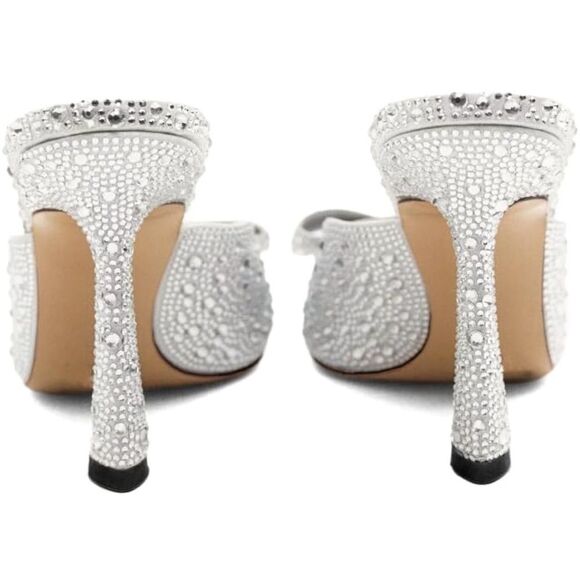 Rhinestones Crystals Heeled Mules With Bow Slip On Dress Shoes Womens Sz 6 NEW - Picture 8 of 16